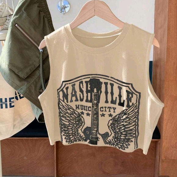 None Tops - NWOT Nashville Music City Graphic Tank Top